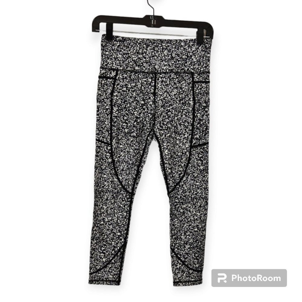 Zyia Mosiac Active Leggings With Pockets Black White And Gray Size 4